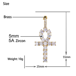 Pendentif croix hip-hop Kaleido en gros, serti <span class=keywords><strong>de</strong></span> pierres CZ en laiton, bijoux pour hommes et femmes - Product Image 6