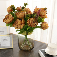 Bunga Mawar Sutra Berkualitas Tinggi Dekorasi Bunga Peony Buatan untuk Pernikahan, Rangkaian Buket Grosir, Bunga Peony Buatan dalam Jumlah Besar