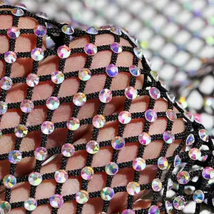 Tessuto a rete con Strass a rete con diamanti personalizzati che rifinisce la rete elastica con Strass elasticizzati per accessori per abbigliamento e scarpe