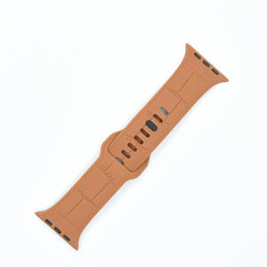 Compatible avec Apple Watch Series 1-9, 8, 7, 6, 5, 4, 3 bracelet de montre en silicone sport à boucle carrée texturée cuir - Product Image 3