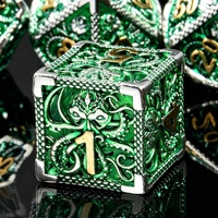 LuxeRoll Hollow Octopus Metal Dice Set Silver Green 7Pcs Polyhedral DND for DND Tabletop RPG Game Call of Cthulhu Dice Wholesale