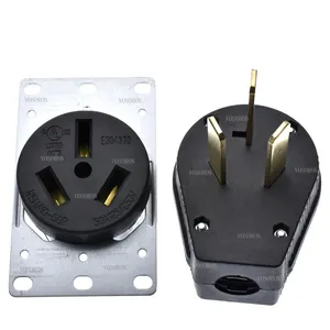 Zwart 50a 250V Nema L10-50P L10-50R Ons Vergrendeld Stopcontact Industriële Stekker Paneel Amerika 3 Polige Bedrade Connector Plug