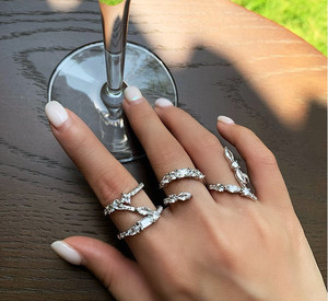 Nuovi stili promettono anello vera 925 in argento Sterling AStone Party dichiarazione fedi nuziali per fidanzamento femminile - Product Image 2
