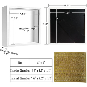 Black White Walnut MDF Eco-Friendly Glass Deep 3D <b>Shadow</b> <b>Box</b> Photo Frame for A4 Art Decoration with Plexiglass - Product Image 2