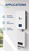 Batterie LiFePO4 murale intégrée avec BMS 51.2V 200Ah 10.24kWh IP21 6000 cycles Port de communication pour la sauvegarde solaire résidentielle
