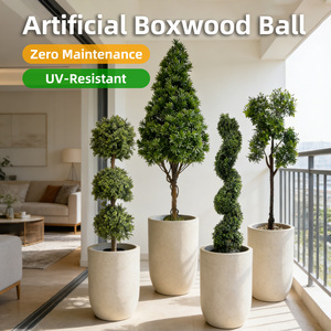 Planta de Bola de Boj Artificial Preservada al por Mayor, <span class=keywords><strong>Resistente</strong></span> a los Rayos UV, Árbol de Topiario Cuadrado de Plástico Falso, Bonsái para Interiores y Exteriores - Product Image 4
