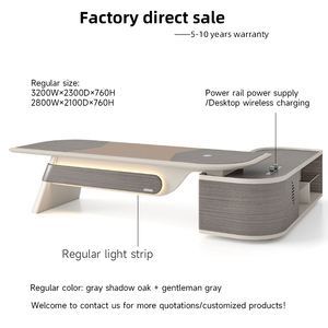 مكتب فاخر للمدير التنفيذي، أثاث مكتبي جديد للرئيس، مكتب كبير على شكل حرف L مع شريط إضاءة، مكتب تنفيذي فخم - Product Image 2