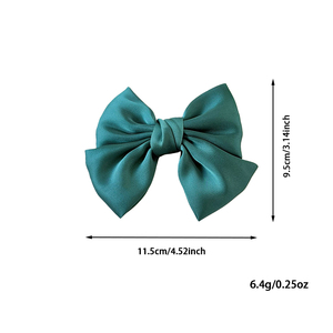 高品質無地サテン生地ヘアクリップ 女の子向けファッションボウ スプリングクリップ 卸売価格 ボウノットメタルスプリングクリップ - Product Image 6