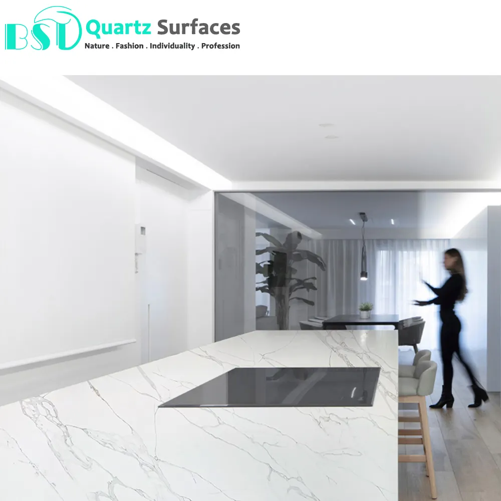 Kitchen Quartz Marble White Grey Calacatta Quartz Stone Quartz for Sale Solid Surface Engineered