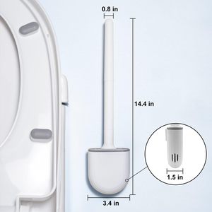 Hot Selling Modern Hygine Soft Rubber Flat Head Toilet Brush TPR Silicone Toilet Cleaning Brush and Holder Set - Product Image 4