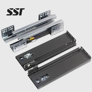 Correderas de cajón ocultas de cierre suave para montaje inferior, sistema de cajones metálicos delgados para gabinetes de cocina - Product Image 1