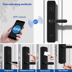 Produit à succès 2025 Serrure de porte numérique intelligente à empreintes digitales noire avec mot de passe Tuya Wifi App Déverrouillage à distance Poignée de serrure - Product Image 3