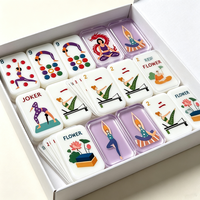 Jeu de Mahjong Américain Yoga Design, 160 Tuiles en Acrylique Premium, Jeu de Table Complet pour Soirées Féminines et Cadeaux de Fêtes
