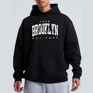 Hot wholesale sale American market blank heavyweight hoodies 1898 new york brooklyn letter graphic hoodie print men's hoodies