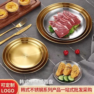 Stainless Steel Round Plate 14cm Durable For Fruit Steak Party Use - Product Image 4