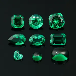 wuzhou wholesale GRC certificate loose gemstones original pure true zambian hydrothermal lab created grown green emerald stone