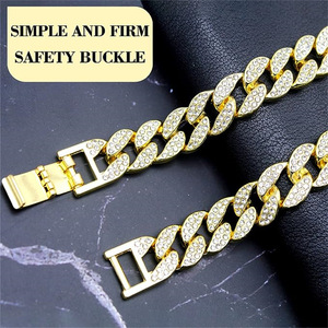 Luxe Hip Hop Pet Bijoux Accessoires 15mm Argent Or Métal Strass <span class=keywords><strong>Collier</strong></span> <span class=keywords><strong>Collier</strong></span> Large Cristal Chaînes Cubaines pour Chiens - Product Image 6