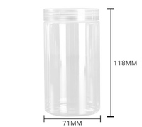Pot en plastique à large ouverture de qualité alimentaire de 380 ml, diamètre 71 mm, hauteur 118 mm, avec couvercle à vis pour assaisonnement, épices, biscuits