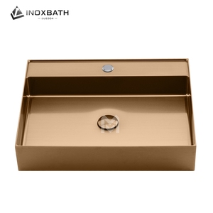 Lavabo de Diseño Moderno en Acero Inoxidable 304, Lavabo de Pedestal Único con Desagüe para Hoteles - Product Image 1