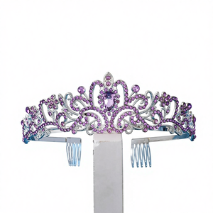Diadème de mariée en alliage de strass plaqué or rose, style baroque, bandeau pour cheveux pour mariage, festival, fête, banquet - Product Image 1