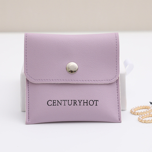 Pochette à bijoux en cuir PU violet PUPPYSEW, sac pour bagues, bracelets, colliers, boucles d'oreilles, emballage pour bijoux, pochette avec logo personnalisé - Product Image 5