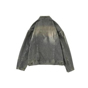 Giacca in Denim da uomo giacca in Denim autunno destrutturato cappotto Casual con cerniera stile Trendy - Product Image 6
