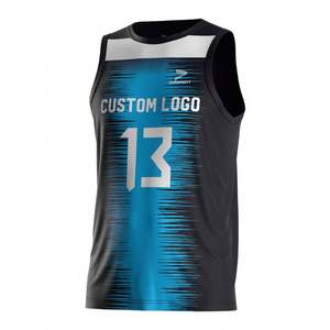 Uniforme de Voleibol de Alta Calidad con Impresión de Secado Rápido, Diseña Tu Propio Logotipo, Uniforme Masculino Negro y Azul - Product Image 1
