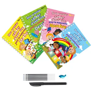 Russian Toddler Learn French Groove Calligraphy And Writing Magic Book Set Reusable Handwriting Practice Book For Kids