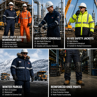Ensemble de vêtements de travail en toile robuste AI-MICH, combinaisons antistatiques et ignifuges pour l'exploration pétrolière et gazière et l'exploitation minière, uniforme de sécurité
