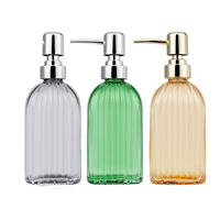 Bouteilles en verre transparent carrées en gros pour les articles de toilette d'hôtel, shampooing, savon liquide, emballage de distributeur