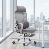 Chaise de bureau pivotante moderne pour gaming, chaise de direction ergonomique en maille grise avec appui-tête 2D réglable en hauteur et soutien lombaire rembourré, idéale pour les hôpitaux