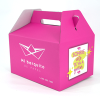 Caja de Regalo Rosada con Asa, Impresa a Color Personalizada, Empaque de Cartón para Pastel, Cupcake, Fiesta, Boda, Cumpleaños