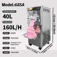 Congélateur professionnel Pro-taylor 160L/H pour usine, idéal pour les entreprises, avec machine à yaourt, gelato et crème glacée dure, et fonction de surproduction réglable.