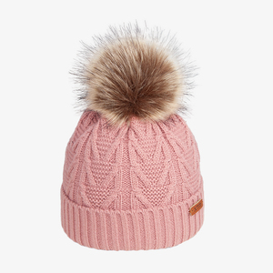 Stylish Custom Warm <strong>Fleece</strong> <strong>Lined</strong> Knitted Soft Ski Cuff Cap with Pom Pom <strong>Bobble</strong> <strong>Hat</strong> for Women - Product Image 4