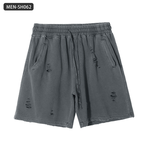 Short cargo délavé en détresse pour homme-100% coton High-Street Baggy Retro Shorts-Détruit Vintage Denim Cut-Offs - Product Image 6