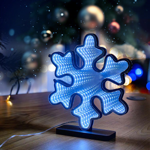 Décorations de Noël Halloween 3d Miroir Lumières <span class=keywords><strong>Abyss</strong></span> Miroir Led Lumières Home Deco Santa Infinity Miroir Lumière avec Support - Product Image 4