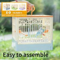 Cage de voyage portable pour oiseaux en plastique PP, durable et légère, avec perchoir et mangeoire, petite maison pour animaux de compagnie, à suspendre en extérieur