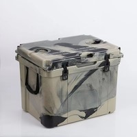 Glacière à roulettes moderne haut de gamme en PE rotomoulé, isolée, avec logo personnalisé, motif camouflage, 55QT, réutilisable, portable, pour vin, aliments et boissons en canettes