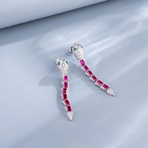 925 Silver Cultivated <b>Ruby</b> Set Shines Luxuriously, Serpentine Style for Business, Holiday, and Special Occasions-A Great Gift L - Product Image 2