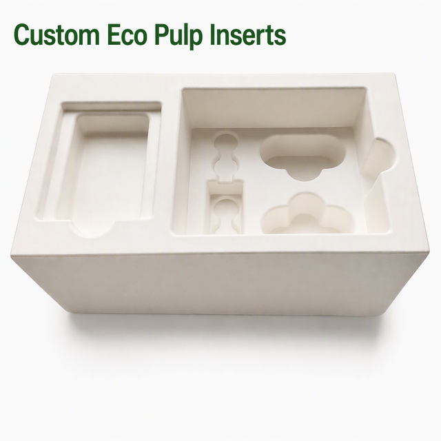 Custom Molded Pulp Inner Tray Biodegradable Sugarcane Bagasse OEM ODM Protective Packaging for Electronics Product Skincare