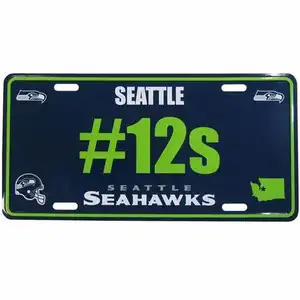 Hot bán tùy chỉnh 15x30cm Seattle seahawks bóng đá giấy phép tấm cho tự động trang trí