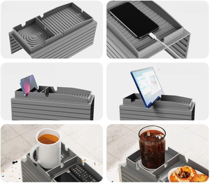 Porte-gobelet en silicone sans BPA pour canapé, plateau antidérapant pour accoudoir avec rangement pour télécommande, organisation et décoration intérieure - Product Image 5