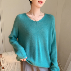 Pull en maille fine à épaules tombantes, populaire, confortable et moelleux, en mohair et <span class=keywords><strong>angora</strong></span>, pour femme, coupe ample, col rond - Product Image 5
