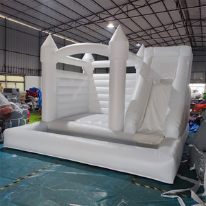 Белый надувной замок для дня рождения, Свадебный надувной батут с горкой и шариком, коммерческий надувной дом - Product Image 2