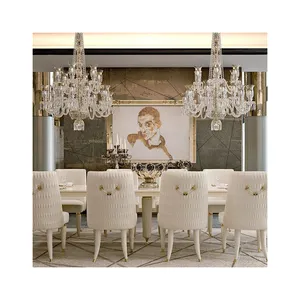 Mesa de jantar luxuosa em mármore natural para casa, mesa de jantar elegante, móveis longos