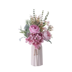 Bouquet de fleurs artificielles CallaFloral, roses roses et hortensias, pour la décoration de la maison et des mariages CF01384 - Product Image 5