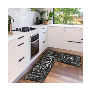 Non-Slip Kitchen Rubber Backing Doormat Set Kitchen Rugs Comfort Standing Mat PVC Leather Anti Fatigue Floor Mat 5.0 mm-15mm