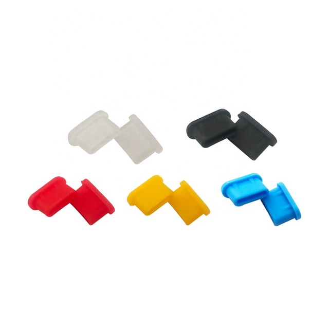 USB Type C Port Anti Dust Plug Silicone Rubber Protective Dust Cover for Phone (Black&Clear&Red&Blue&Yellow)