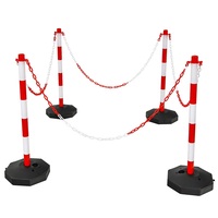 Barrière de poteau de stationnement portable avec bornes d'avertissement de poteau PE remplies d'eau de chaîne de 5m poteau de barrière de trafic blanc rouge