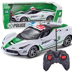 1:16 modelo de carros de polícia elétrica rc 4 canais, carro de controle remoto, brinquedos para meninos, carro de corrida com máquinas, presente para crianças